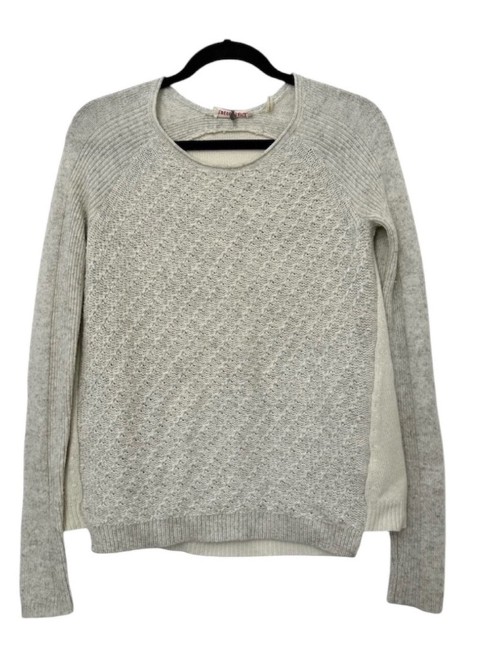 Rebecca Taylor Lambswool Cashmere Mixed Knit Sweater Womens Small Gray Ivory